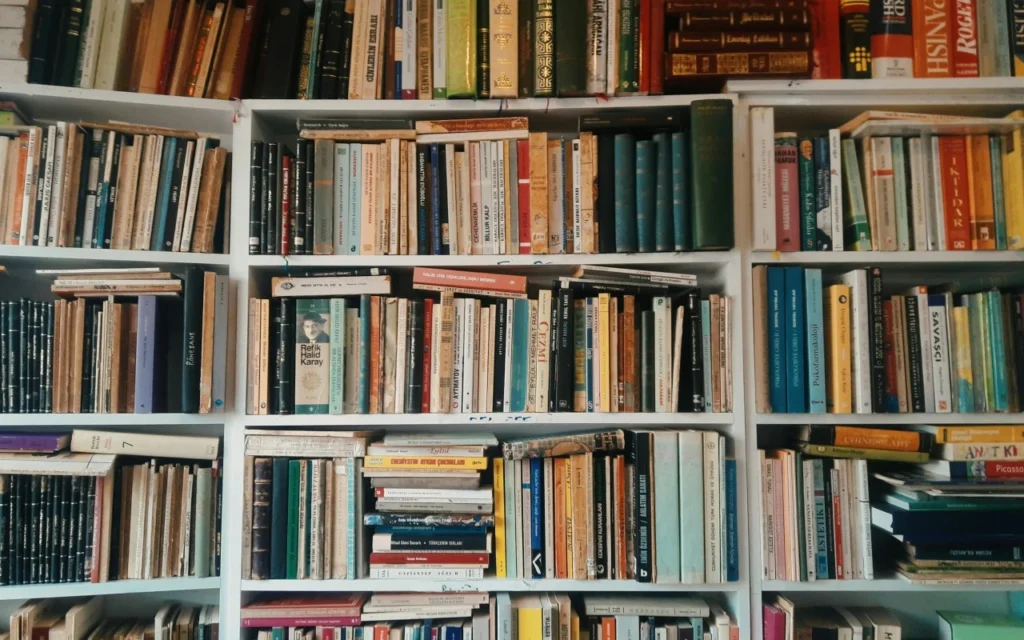 Vista general del interior de una librería tradicional con suelos de madera
